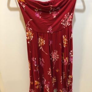 Express dark pink strapless asymmetrical dress size small